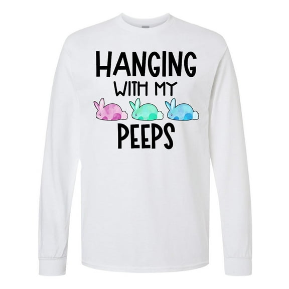 Inktastic Easter Hanging with My Peeps Pastel Bunnies Long Sleeve T-Shirt