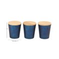 Decmode Set of 3 Contemporary Glass and Wood Tapered Cylinder Votive