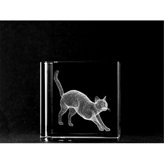 Asfour Crystal 1159-50-96 2 L x 2 H x 2 W in. Crystal Laser-Engraved Cat Animals and Nature Laser-Cut