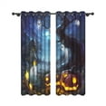 thumbnail image 4 of Aofoto Halloween Blackout Curtains for Bedroom, Dark Blue Ombre Curtains, Grommet Top Drapes,2 Panels, 52"W x 96"L, 4 of 5
