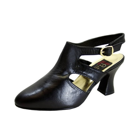 

PEERAGE Jorja Women s Wide Width Louis-Heel Leather Dress Pumps BLACK 11