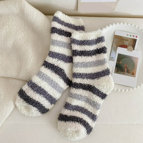 Dyfzdhu Autumn Winter Socks For Women Comfy Coral Mid Tube Socks Thickened Thermal Crew Socks