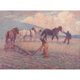 thumbnail image 2 of Robert Polhill Bevan 14x11 Gold Ornate Wood Frame and Double Matted Museum Art Print Titled - The Turn Rice-Plough, Sussex (ca. 1909), 2 of 4