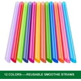 thumbnail image 2 of [Angled Tips] 12 Pcs Reusable Boba Straws and Smoothie Straws with 1 Storage Bag and 2 Brushes. 12 Colors 10 Inch Length and 0.51 Inch Outside Diameter Wide Jumbo Straws. BPA Free Food Grade, 2 of 5