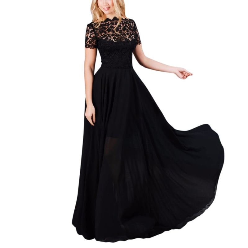 short sleeve chiffon maxi dress