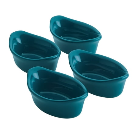 Rachael Ray Ceramics Oval Dipping Cups, 4-Piece, Teal