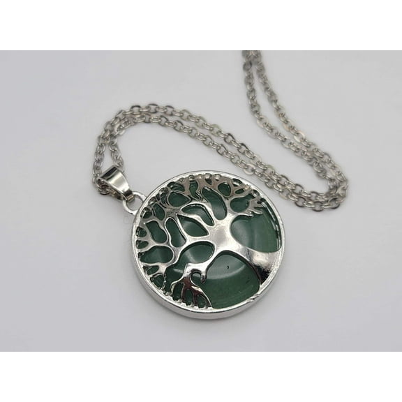 Green Aventurine Crystal Necklace Tree Of Life Necklace