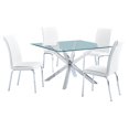 thumbnail image 1 of 47" x 47" Clear Glass 5pc Dining Set with Silver Stainless Steel, 1 of 8