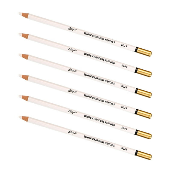Set of 6 White Drawing Pencils for Sketching and Painting, Synthetic Material Art Supplies for Artists