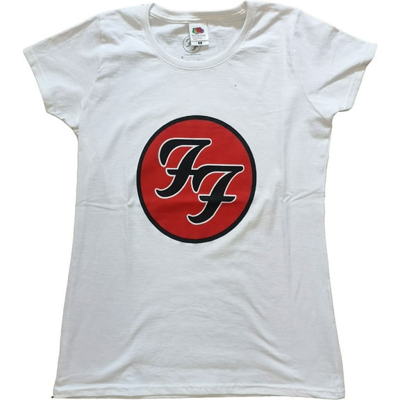 Foo Fighters T Shirt FF Band Logo new Official Womens Skinny Fit White