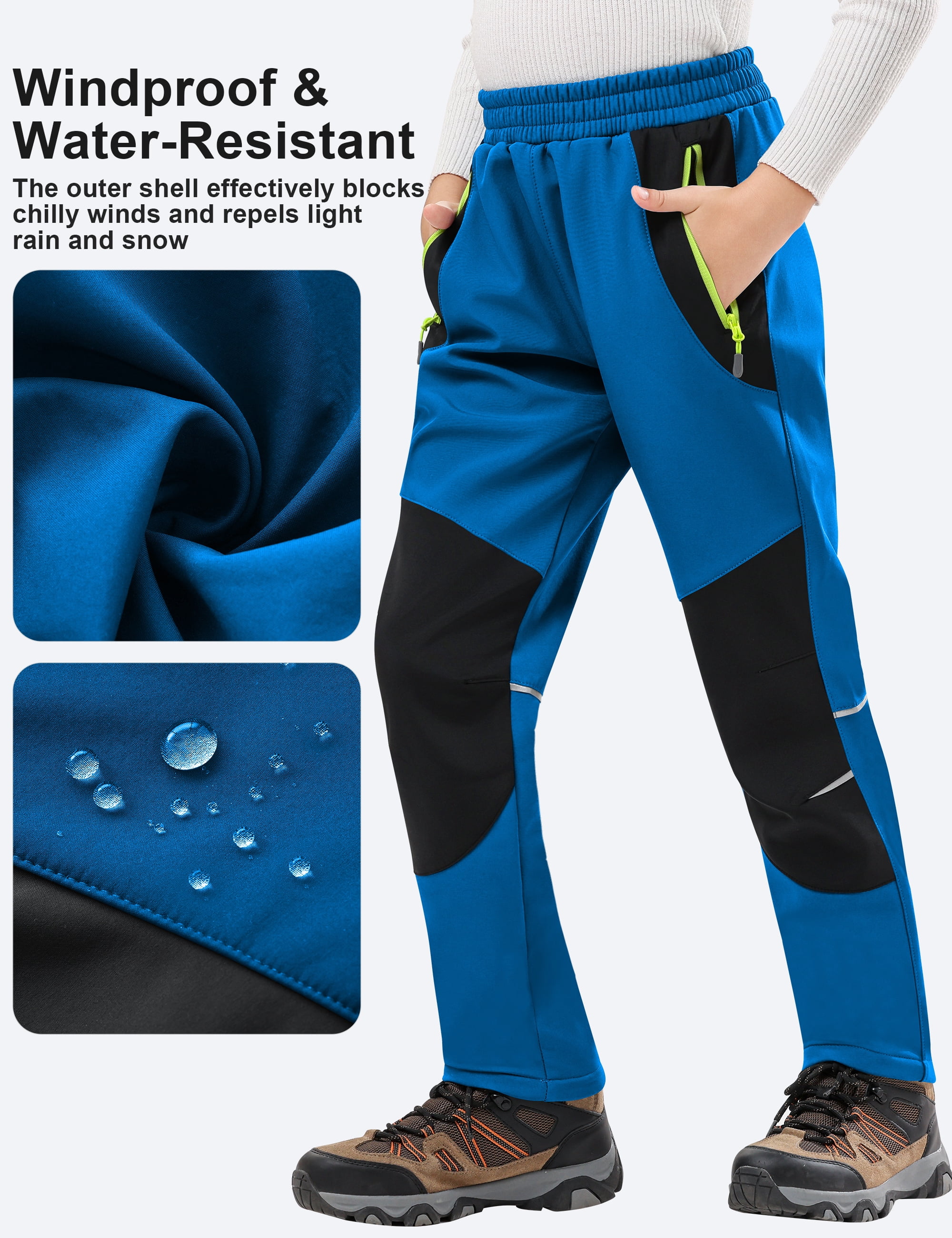Lavenicole Kids Boys Girls Youth Waterproof Hiking Ski Snow Pants Elastic Waist Warm Insulated Pants