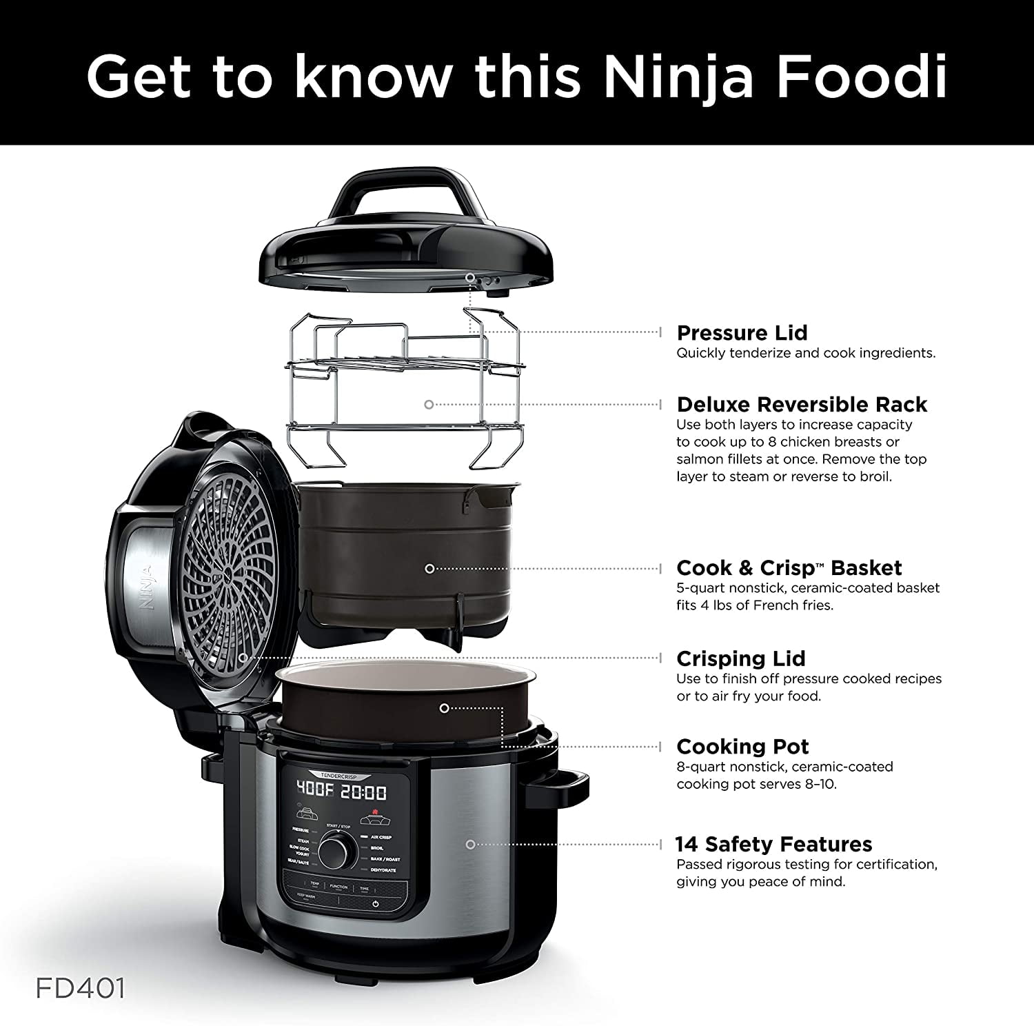 Ninja STE Foodi 8qt 9-in-1 Deluxe XL Pressure Cooker & Air Fryer