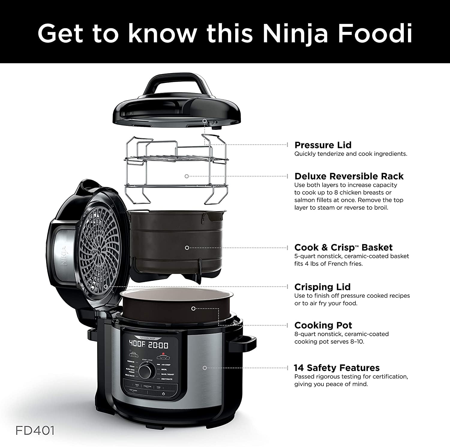 Ninja Foodi Deluxe XL Pressure Cooker 9 in 1 8 Quart Stainless Steel in Nepal at NPR 42186 Rating 4