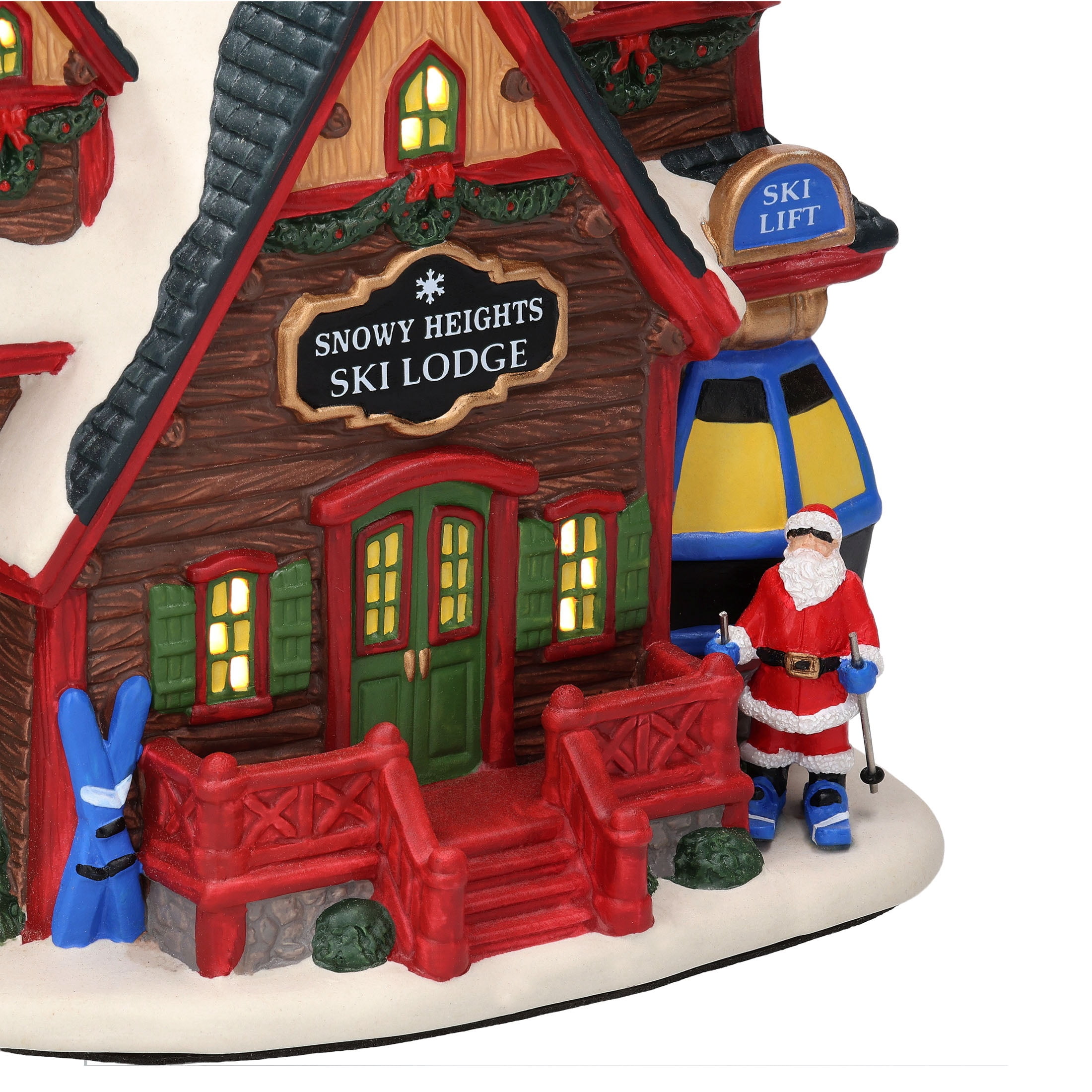 Light-Up Alpine Ski Lodge Christmas Village Building, Multicolor, 9", by Holiday Time