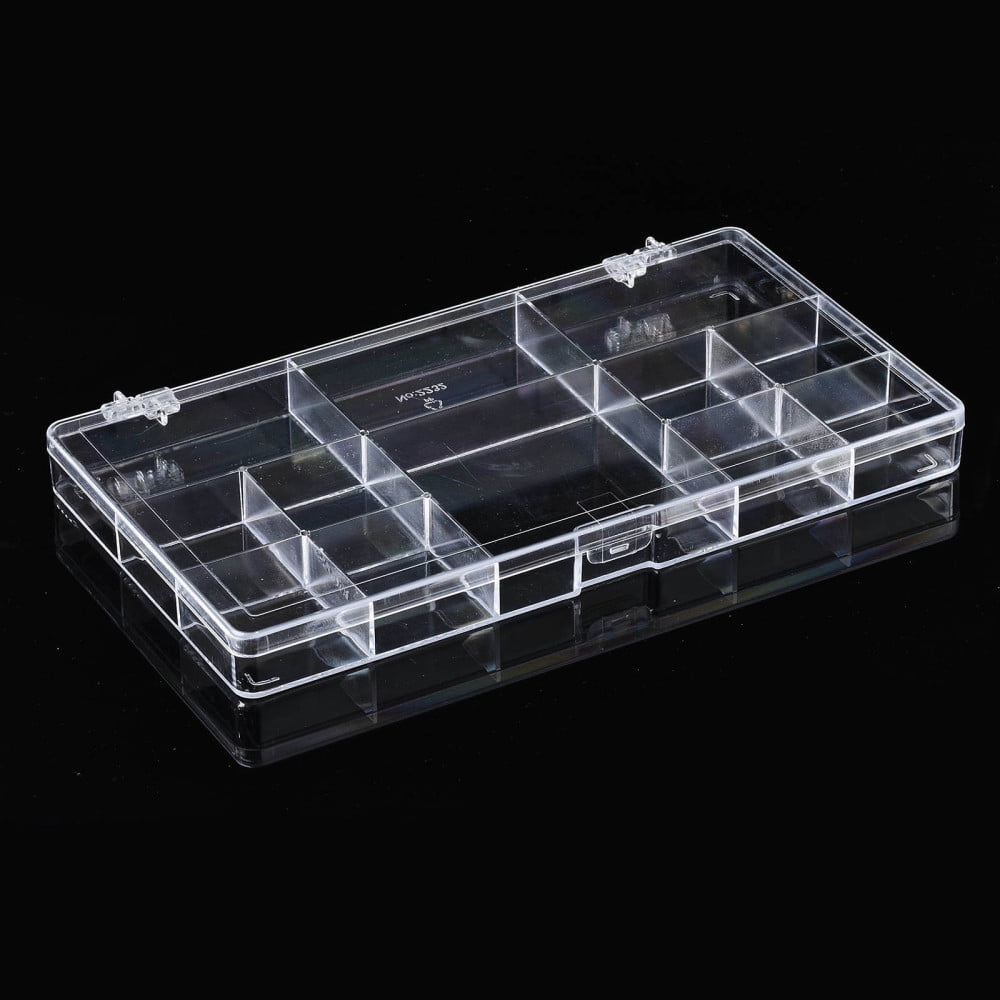 5pcs Polystyrene Bead Storage Containers with Cover and 12 Grids for Jewelry Beads Small Accessories Rectangle Clear 22x12.8x2.05cm
