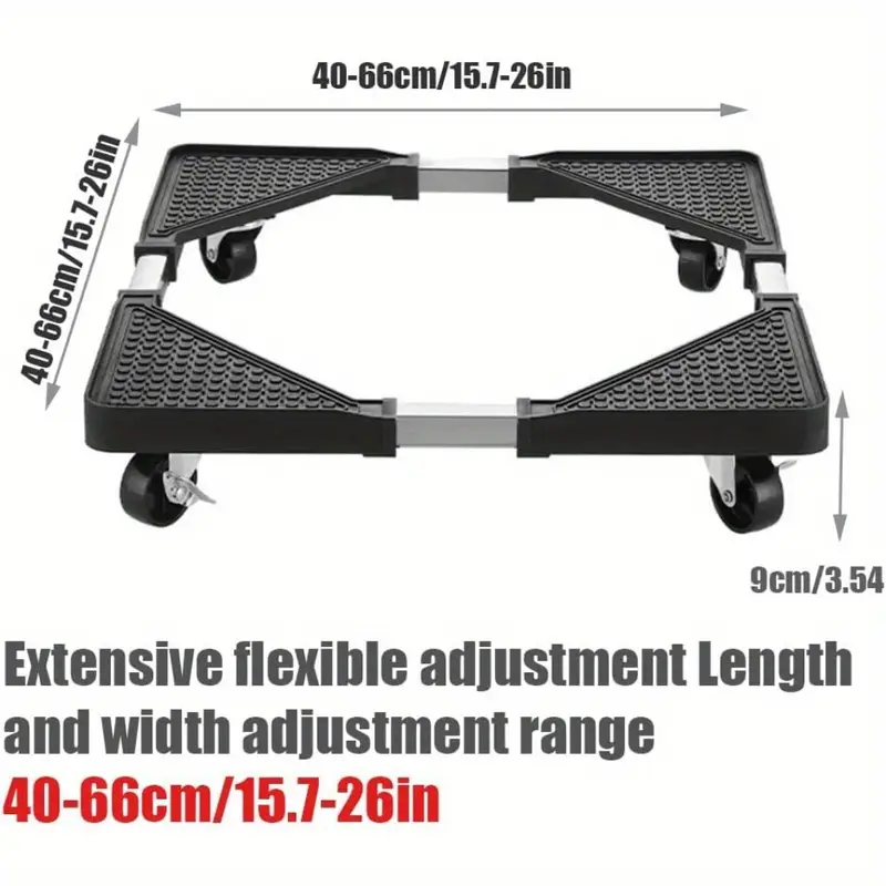 Mini Fridge Stand with 4 Locking Wheels 17.7"-25.6" Adjustable Dolly Washing Machine Stand Base，for Furniture Portable Refrigerator Dryer Stand（Black）