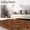 thumbnail image 2 of ODIKA 3'x5' Machine Washable Non-Slip Area Rug, Ornamental Mistletoe with Festive Ribbon Swirls Design High Traffic Rug, Brown, 614968, 2 of 7