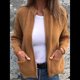 thumbnail image 5 of Cárdigan de Punto con Cremallera para Mujer, Larga, Cuello Alto, Abrigo con Bolsillos Amarillo L, 5 of 6
