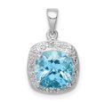 thumbnail image 4 of 925 Sterling Silver Rhodium Light Swiss Blue Topaz Square Shaped Pendant, 4 of 5