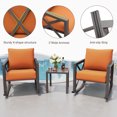 thumbnail image 3 of MRUAKA Rocking Chair Bistro Set,3 Piece Outdoor Patio Furniture Set with 2 Rockers and 1 Metal Coffee Table with Thick Cushions for Porch,Backyard,Poolside,Orange, 3 of 8
