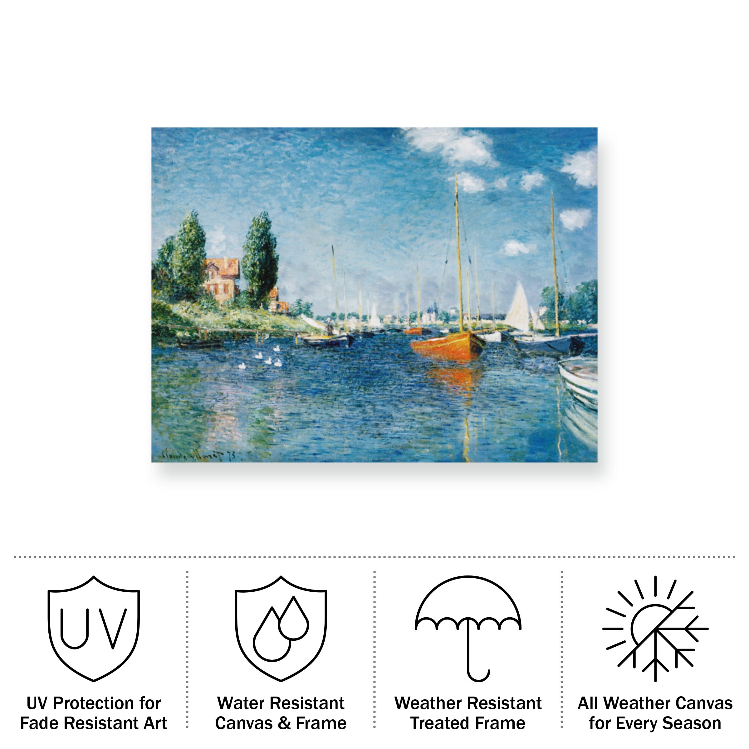 Claude Monet 'Red Boats at Argenteuil' Outdoor Canvas