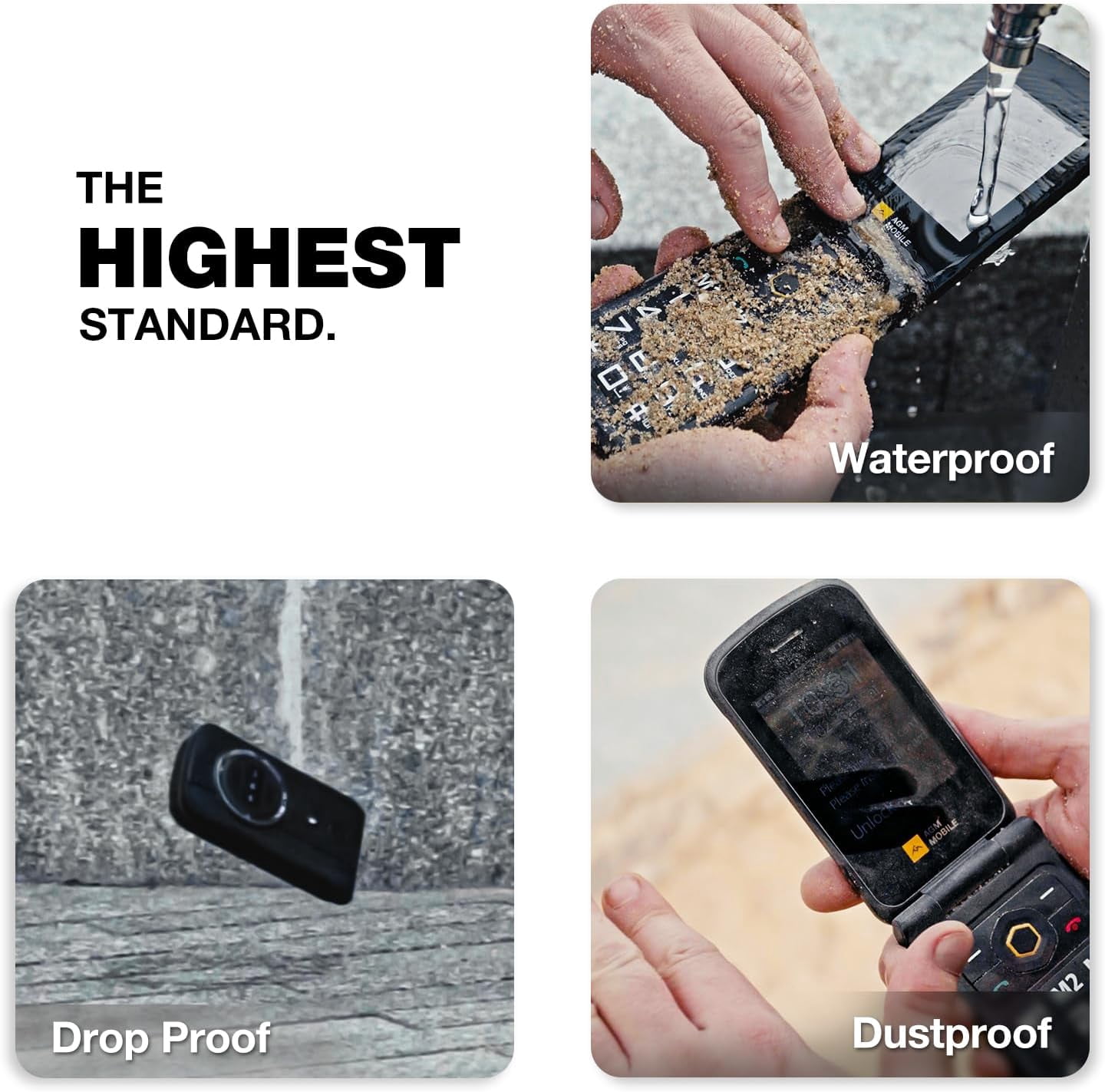 AGM M8 Rugged Basic Flip Phone, 4G Feature Cell Phone, Simple Mobile Phones, Waterproof | Drop-Proof, SOS Side Key, 104dB Powerful Speaker, Large Keypad&Fonts, Dual SIM