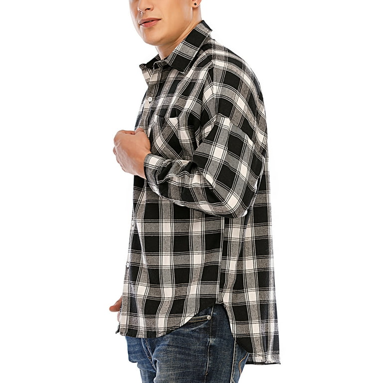 SHCKE Men's Casual Plaid Shirts Regular Fit Flannel Shirts Long Sleeve  Shirts Plaid Shirt Tops Plaid Flannel Casual Shirts Soft Corduroy Button  Down