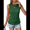 thumbnail image 1 of Camisetas Sin Mangas Fruncidas para Mujer, Camisetas Sin Mangas con Cuello Redondo, Top Ajustado, Ropa Informal Elegante de Verano 2025. Verde XL, 1 of 8