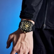 SMAEL Outdoor Sport Dual Display Alarm Digital Watch for Men Quartz Wristwatch Chronograph Silicone Band Male Clock Tonneau Dial