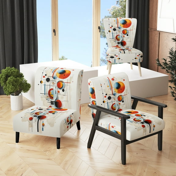 Designart "Colorful Suprematism Pure composition II" Multi-Color Abstract Upholstered Accent Chair - Modern Arm Chair For Living Room