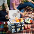 thumbnail image 5 of FORMRS Insulated Cooler Bag 24 Cans Capacity Soft Leakproof Lunch Box with Side Pockets, Retro Plaid Lemon, 5 of 7