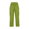 thumbnail image 3 of LLYWEY Toddler Linen Capris, Casual Cropped Pants with Pockets, Kids Boys Girls Solid Color Drawstring Elastic Waist Pull On Crop Pants Trousers Green 13T, 3 of 6