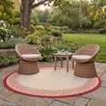 thumbnail image 3 of Safavieh Courtyard Donna Botanical Indoor/Outdoor Area Rug, Natural/Red, 7'10" x 7'10" Round, 3 of 10
