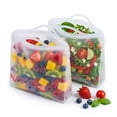 thumbnail image 3 of ITPCINC Reusable Silicone Food Storage Bags, 1 Gallon Leakproof Freezer & Microwave Safe Reusable Bags, BPA-Free Stand-Up Silicone Bags, Clear, 2-Pack, 3 of 6