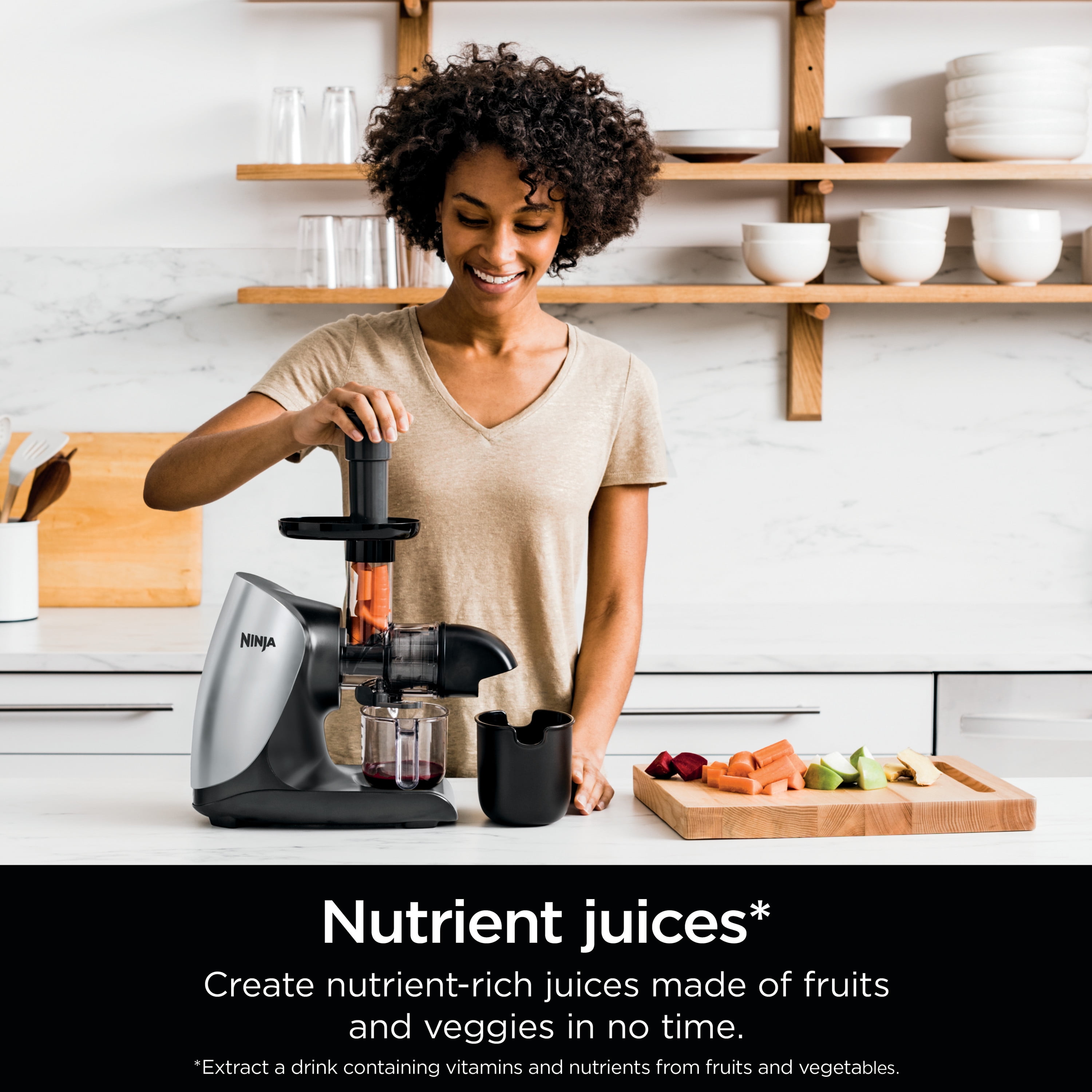 Ninja® Cold Press Juicer Pro - Powerful Slow Juicer with Total Pulp Control  - Cloud Silver, JC100 