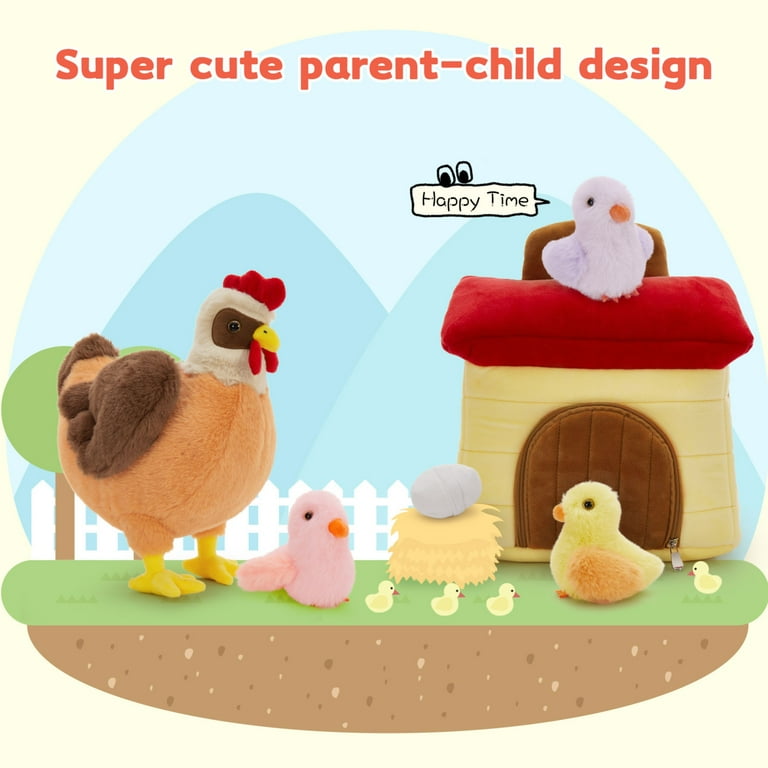 Tezituor Chicken Plush Set, 6-Piece with Coop photo 5