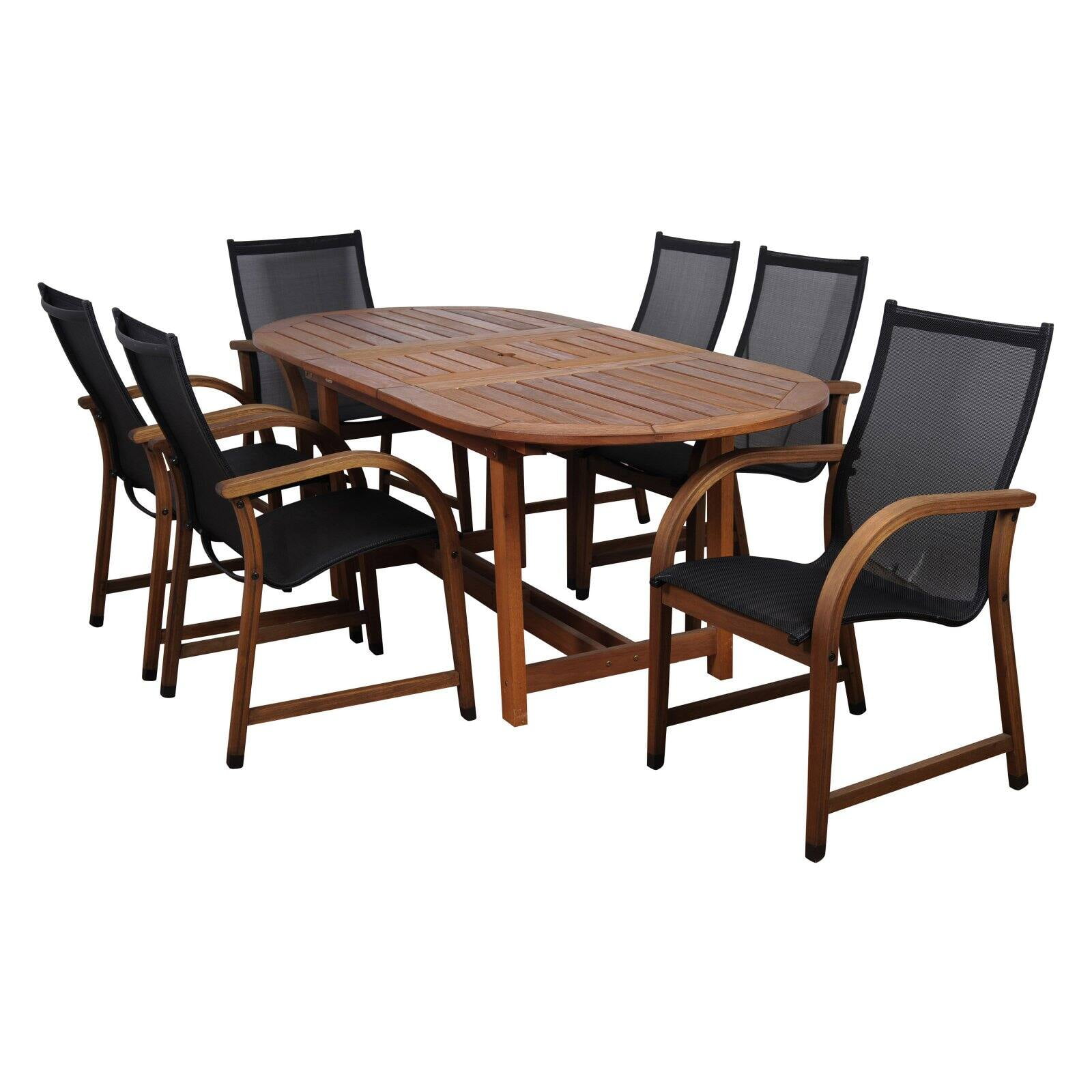 Amazonia Indiana 7 Piece Oval Eucalyptus Patio Dining Set Walmart Com Walmart Com