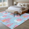 thumbnail image 4 of Pink Blue Castle Area Rugs 6'x9', Washable Small Throw Rugs for Kitchen Dining room, Balloon Modern Art Stars Moon Indoor Outdoor Rug Non-Slip Low Pile Carpet Runner Reversible Floor Mats, 4 of 8
