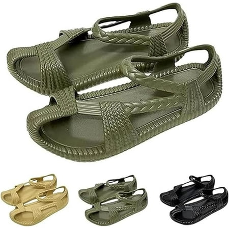 

EVA Hand Knitted Sandals Women Beach Anti-Slip Comfortable Breathable Braided Flat Sandals Casual Open Toe Shoes