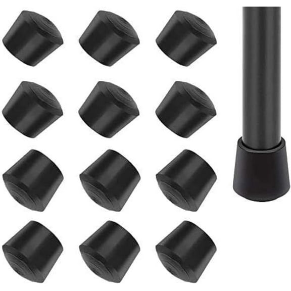 12 Pieces Rubber Chair Leg Caps, Chair Leg Caps, Chair Tips, 1 inch Chair Caps Legs, Black