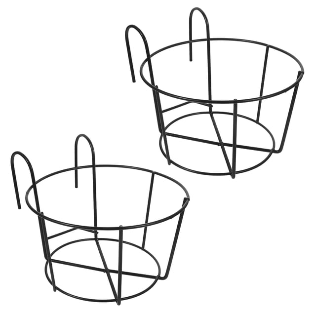 2 soportes colgantes para macetas de bonsái, de hierro, con ganchos para casa, oficina y balcón (negro, grande).