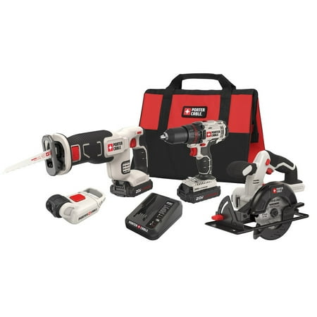 Factory-Reconditioned Porter-Cable PCCK616L4R 20V MAX Cordless Lithium-Ion 4-Tool Combo Kit