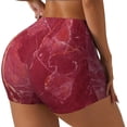 thumbnail image 2 of Sigee Abstract Red Marble Print Women's High Waist Workout Shorts - Squat Proof, Tummy Control, Yoga and Gym Activewear-Large, 2 of 9