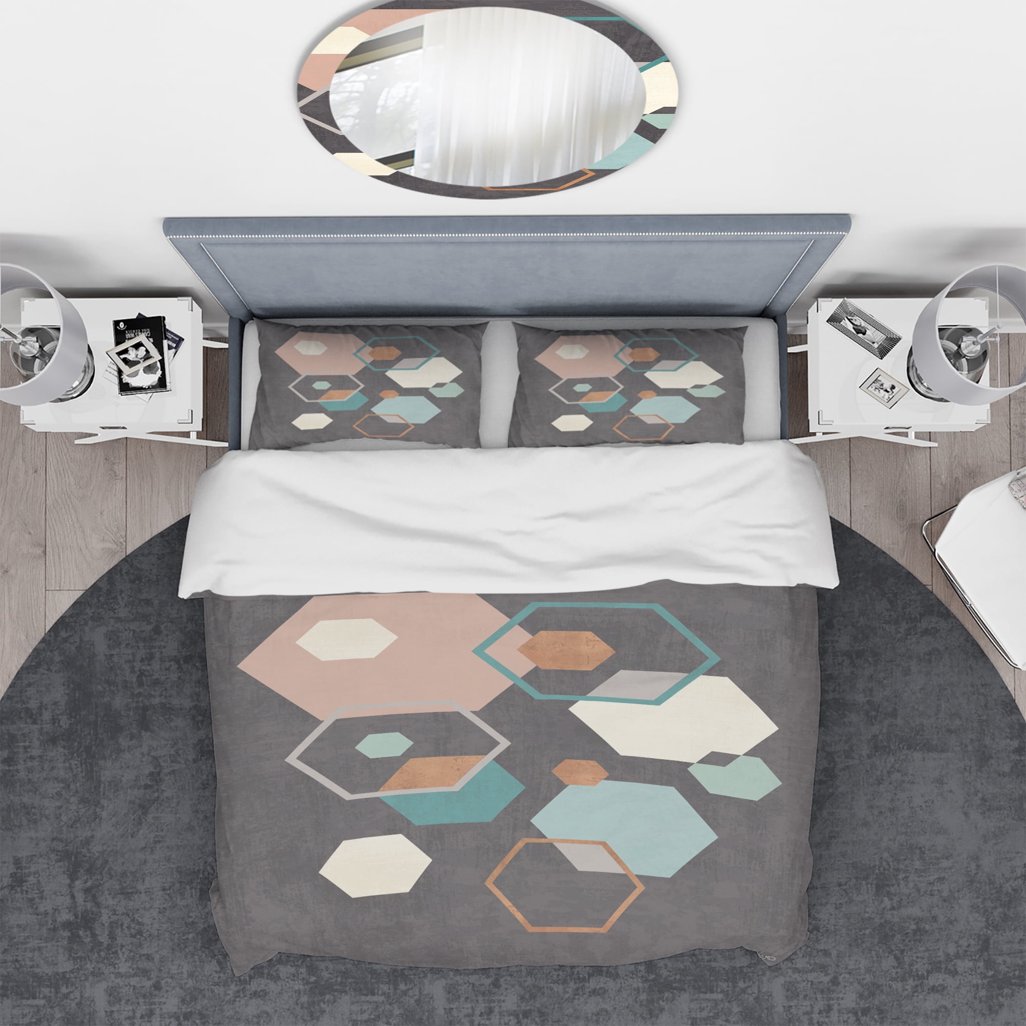 Designart 'Geometric hexagons Pattern IV' Geometric Duvet Cover Set