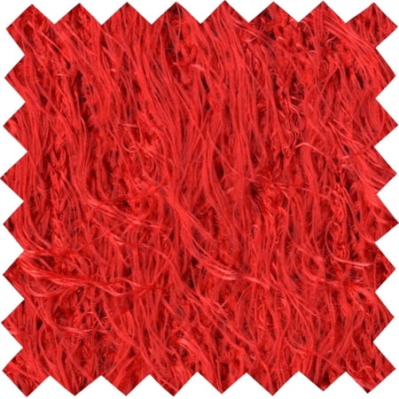 LitLook Eyelash Shaggy Faux Fur Fabric by the Yard - 290GSM Long Pile Fake Fur for Jackets, Costumes, Pillows, Decor and Crafts - Red - Sample