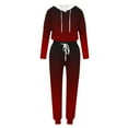 thumbnail image 4 of UAMVSH Jogging Suits for Women Long Sleeve Crew Neck Hoodie Tops with Jogger Pants Trendy Gradient Color 2 Piece Sweatsuit Sets(X-Large,Red 1), 4 of 5
