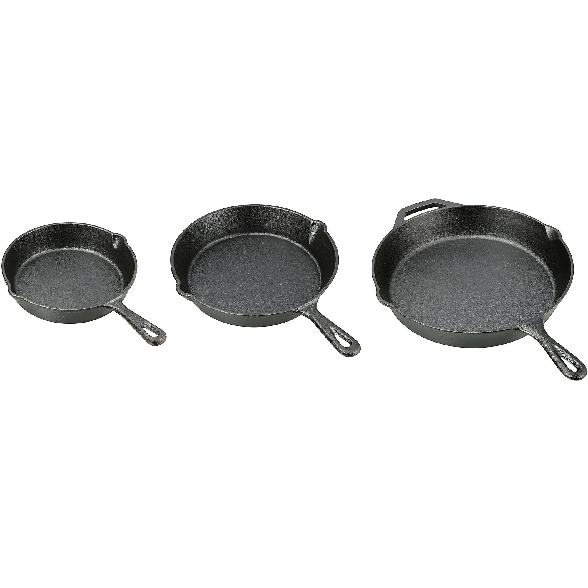Ozark Trail 3 Piece Seasoned Oil Cast Iron Skillet Set eBay