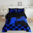thumbnail image 2 of jejeloiu 3D Console Lovers Full Size Comforter Sets,Modern Video Game Bedding Comforter Set,Blue Black Plaid Bedding Sets For Boy,Super Cozy Room Decor Reversible,3-Piece, 2 of 8