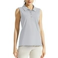 thumbnail image 2 of Wendoximz Summer Shirts for Women Womens Tee Shirts Women's Polo Shirts Sleeveless Golf Shirt Tank Tops Lightweight Quick Dry Athletic Tennis Sports Tops Tee Grey, 2 of 6