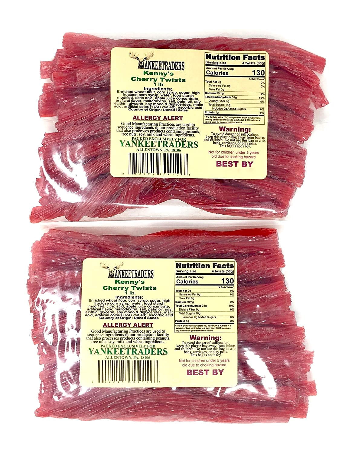 YANKEETRADERS® Cherry Red Licorice Twists, 4 lbs, Pack of 4